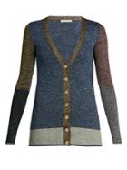 Christopher Kane Contrast-panel Metallic-knit Cardigan