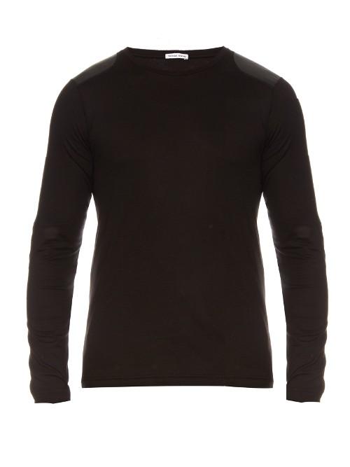 Tomas Maier Faux-leather Patch Cotton-jersey Top