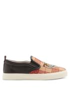 Matchesfashion.com Gucci - Tiger Embroidered Slip On Canvas Trainers - Mens - Brown Multi