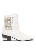 Matchesfashion.com Toga - Buckled Leather Ankle Boots - Womens - White