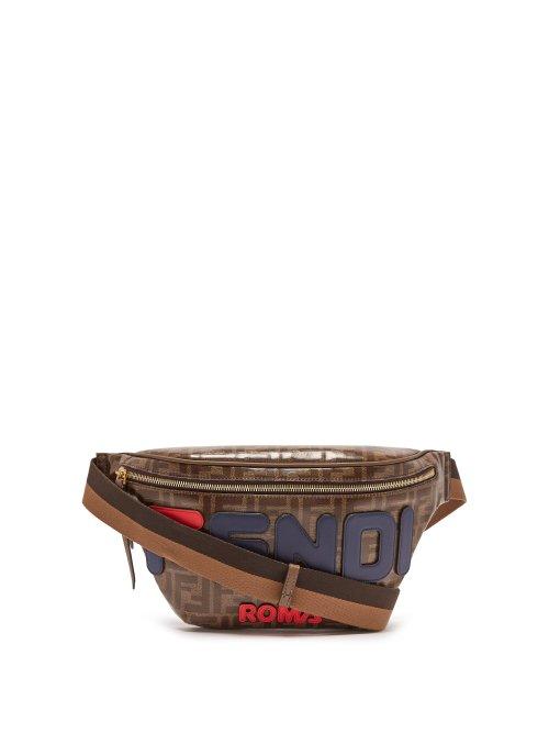 Matchesfashion.com Fendi - Mania Logo Print Coated Canvas Belt Bag - Mens - Brown Multi