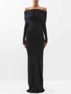 Balenciaga - Off-the-shoulder Jersey Maxi Dress - Womens - Black