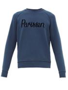 Matchesfashion.com Maison Kitsun - Parisien Flocked Cotton Jersey Sweatshirt - Mens - Mid Blue