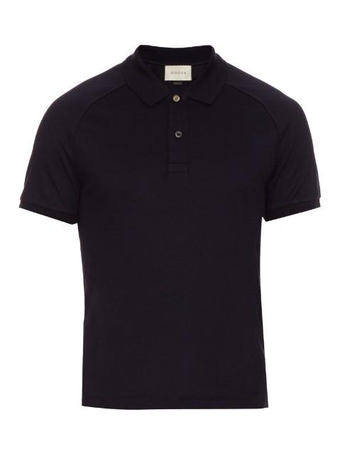 Gucci Snake-appliqu Cotton-blend Polo Shirt