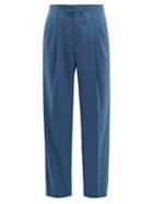 Matchesfashion.com Bottega Veneta - Pleated Wide-leg Cashmere-blend Twill Trousers - Mens - Blue