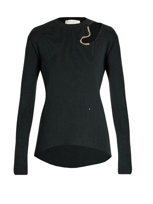 Esteban Cortázar Abstract-cutout Wool And Silk-blend Sweater