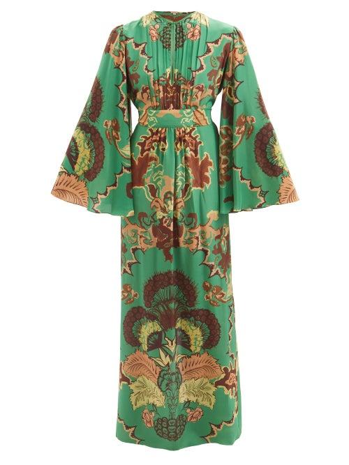 Johanna Ortiz - Mystical Importance Silk Crepe De Chine Dress - Womens - Green Multi
