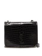 Matchesfashion.com Saint Laurent - Niki Mini Crocodile-effect Leather Shoulder Bag - Womens - Black