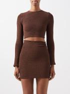 Hunza G - Celeste Cutout-back Crinkle-knit Crop Top - Womens - Brown