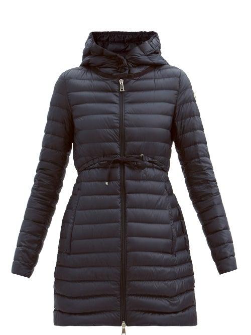 Matchesfashion.com Moncler - Barbel Drawstring-waist Hooded Quilted Down Coat - Womens - Navy