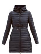 Matchesfashion.com Moncler - Barbel Drawstring-waist Hooded Quilted Down Coat - Womens - Navy