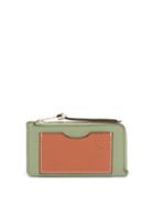 Ladies Accessories Loewe - Anagram-debossed Zipped Leather Cardholder - Womens - Light Green