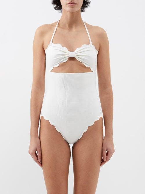 Marysia - Antibes Cutout Scalloped Swimsuit - Womens - White