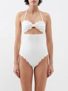 Marysia - Antibes Cutout Scalloped Swimsuit - Womens - White