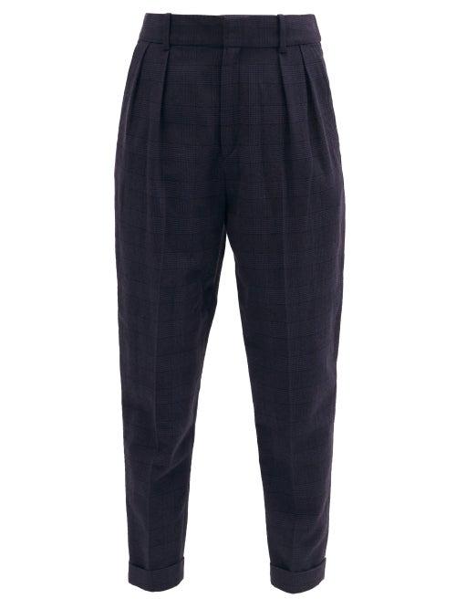 Matchesfashion.com Isabel Marant - Niklas Prince Of Wales-check Tapered Wool Trousers - Mens - Dark Blue