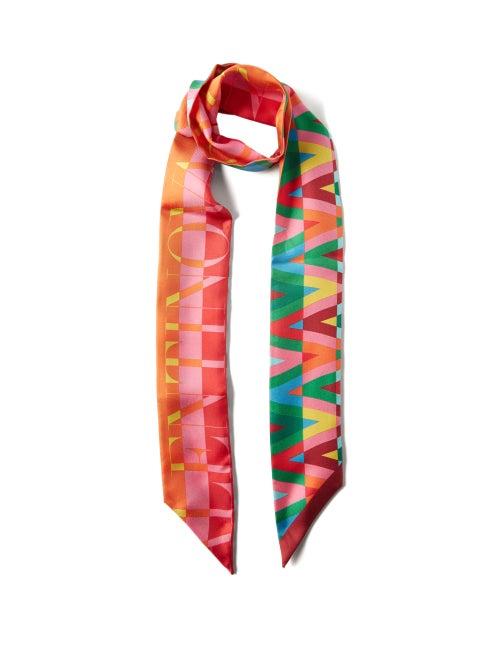 Valentino - V-optical Silk-twill Scarf - Womens - Multi