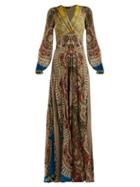 Matchesfashion.com Etro - Bloodstone Paisley Print Silk Gown - Womens - Multi