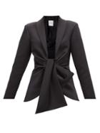 Matchesfashion.com Halpern - Bow-front Duchess-satin Jacket - Womens - Black