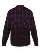 Matchesfashion.com Amiri - Forever Appliqu Ombre Checked Cotton Shirt - Mens - Black Purple