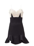 Matchesfashion.com Alexander Mcqueen - Lace And Silk Mini Dress - Womens - Black White