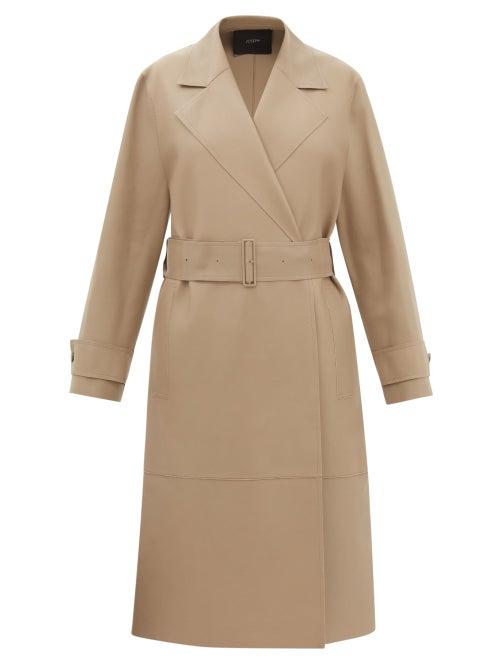 Joseph - Chari Belted Bonded-leather Coat - Womens - Light Brown
