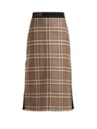 Matchesfashion.com Fendi - High Rise Checked Wool Midi Skirt - Womens - Grey Multi
