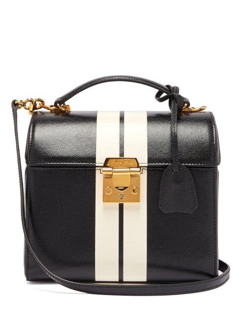Matchesfashion.com Mark Cross - Sara Striped Caviar Leather Bag - Womens - Black White