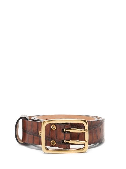 Matchesfashion.com Chlo - Crocodile-effect Leather Belt - Womens - Brown