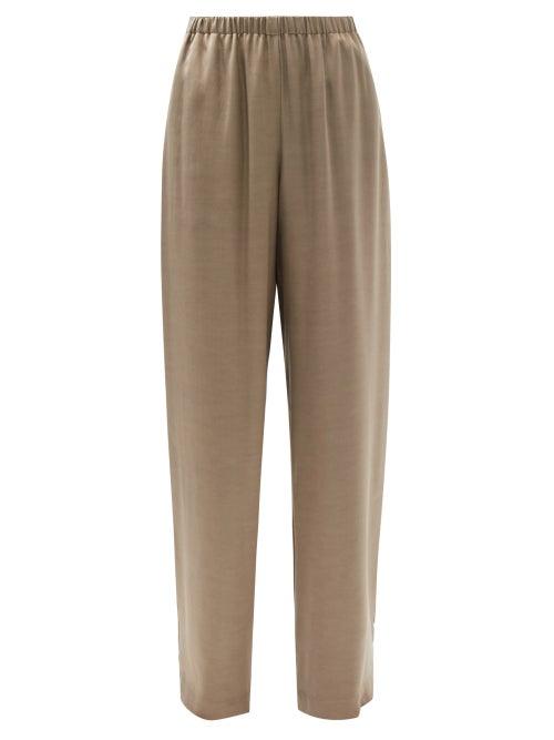 Raey - Elasticated-waist Wide-leg Cupro-blend Trouser - Womens - Light Grey