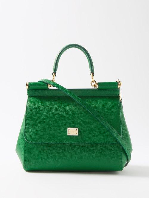 Dolce & Gabbana - Sicily Small Grained-leather Bag - Womens - Green