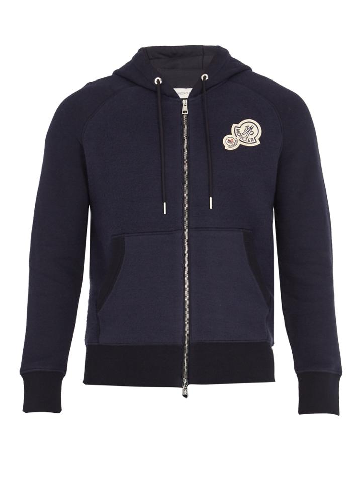 Moncler Badge-appliqu Hooded Cotton-blend Sweatshirt