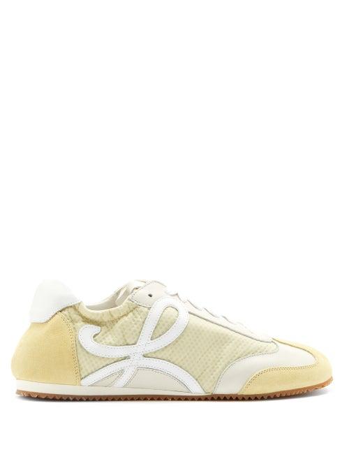 Matchesfashion.com Loewe - Ballet Runner Nylon And Suede Trainers - Womens - Light Yellow