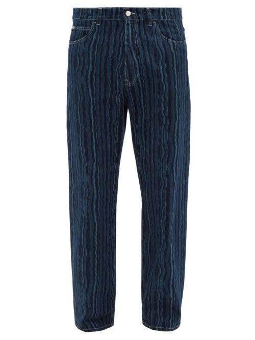 Marni - Striped Relaxed-leg Jeans - Mens - Black Blue