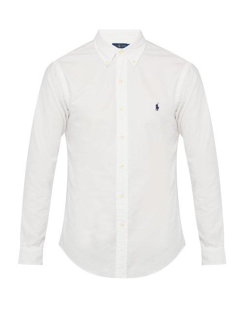 Matchesfashion.com Polo Ralph Lauren - Logo Embroidered Button Down Cotton Shirt - Mens - White