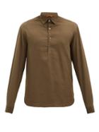 Matchesfashion.com Barena Venezia - Pavan Half-placket Cotton Shirt - Mens - Khaki