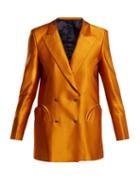 Matchesfashion.com Blaz Milano - Let's Fly Double Breasted Silk Faille Blazer - Womens - Dark Orange