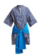 Matchesfashion.com Marni - Lylee Floral Print Cotton Poplin Tunic Top - Womens - Blue Multi