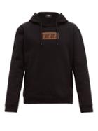 Matchesfashion.com Fendi - Logo Appliqu Cotton Blend Hooded Sweatshirt - Mens - Black
