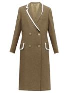 Matchesfashion.com Fendi - Double Breasted Bow Back Wool & Silk Blend Coat - Womens - Brown Multi