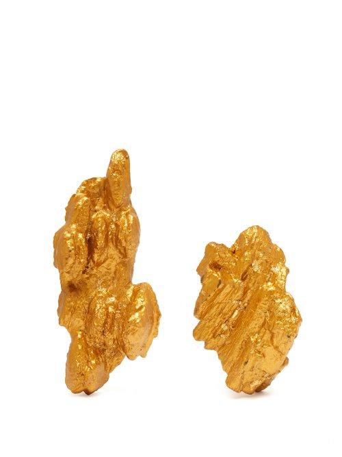 Matchesfashion.com Ingy Stockholm - Mismatched Painted Wood Earrings - Womens - Bronze