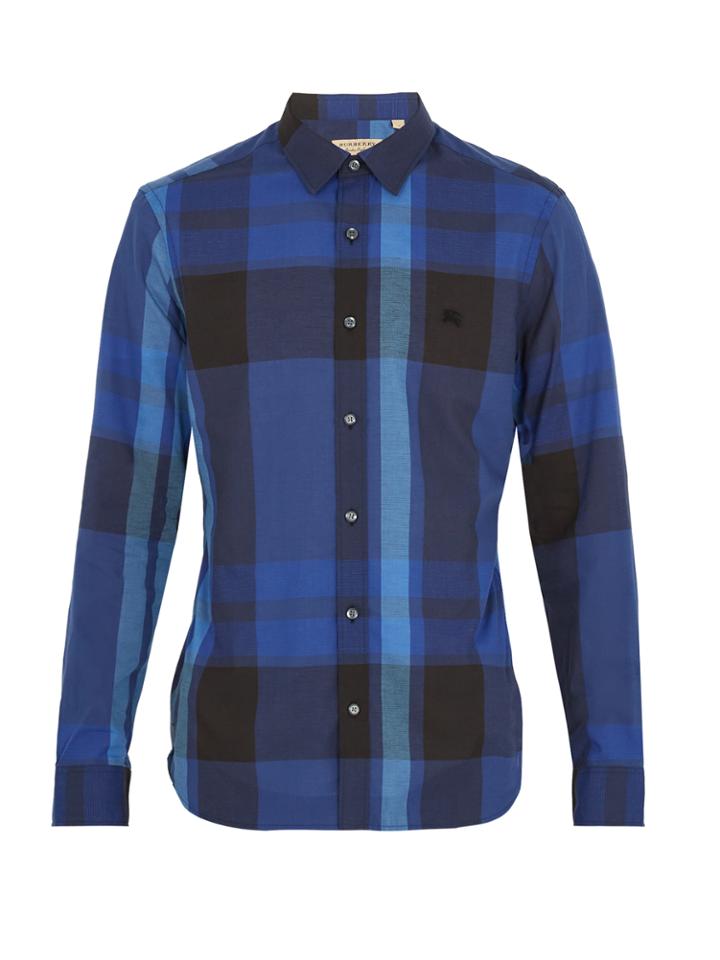Burberry Coatson Logo-embroidered Checked Cotton Shirt