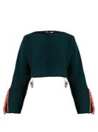 Toga Whipstitch-trimmed Cotton-blend Cropped Sweater