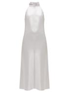 Matchesfashion.com Galvan - Sienna Halterneck Satin Midi Dress - Womens - Silver