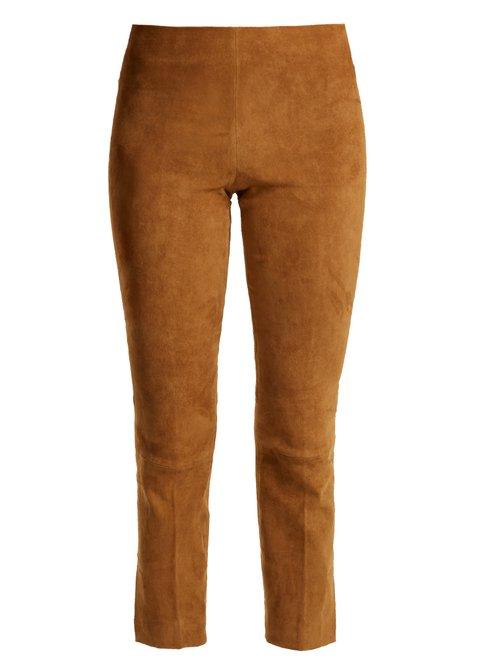 Matchesfashion.com Vince - Cropped Suede Trousers - Womens - Dark Tan