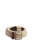 Matchesfashion.com Dolce & Gabbana - Woven-jute And Leather Belt - Mens - Beige