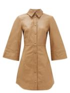 Matchesfashion.com Ganni - Buttoned Leather Mini Dress - Womens - Camel