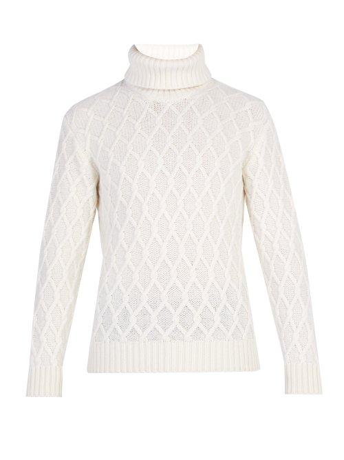 Matchesfashion.com Inis Mein - Trellis Cable Knit Wool Sweater - Mens - Cream