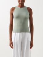Albus Lumen - Round-neck Jersey Tank Top - Womens - Light Green