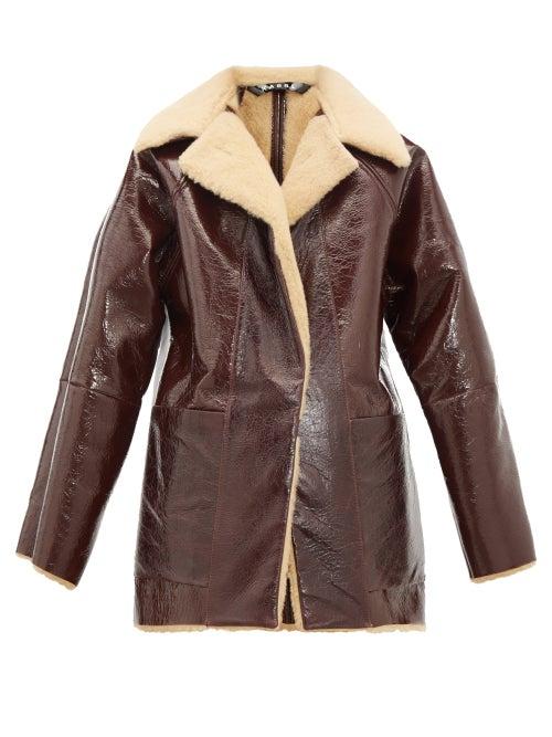 Matchesfashion.com Kassl Editions - Vinyl Coated Shearling Jacket - Womens - Burgundy