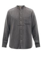Pro - Collarless Wool-twill Shirt - Mens - Grey